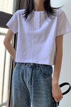 Sweet cool short short-sleeved t-shirt womens popular thin cotton white student chic design bottoming shirt early autumn top