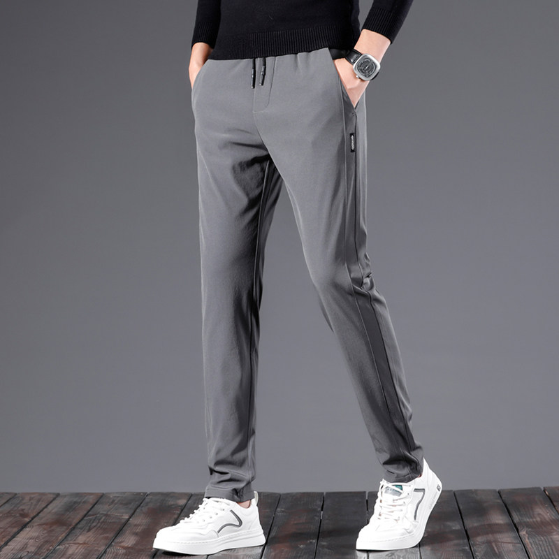 Ice Silk Casual Pants Summer Thin man pants loose spring autumn straight cylinder small foot speed dry long pants elastic men's sports pants