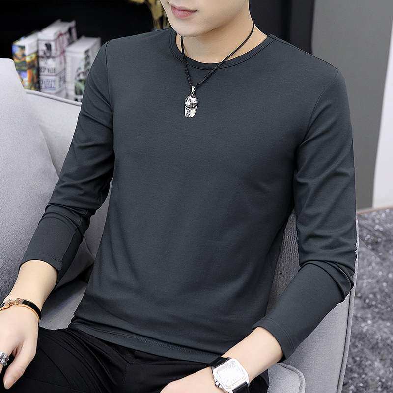 Long sleeve t-shirt men's high-end spring autumn season Modale men's pure cotton short sleeves Nets for the undershirt-Taobao