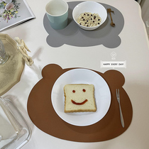 Ins light luxury net red heat insulation bear table mat coaster cloud table mat leather high-grade waterproof and oil-proof easy to clean
