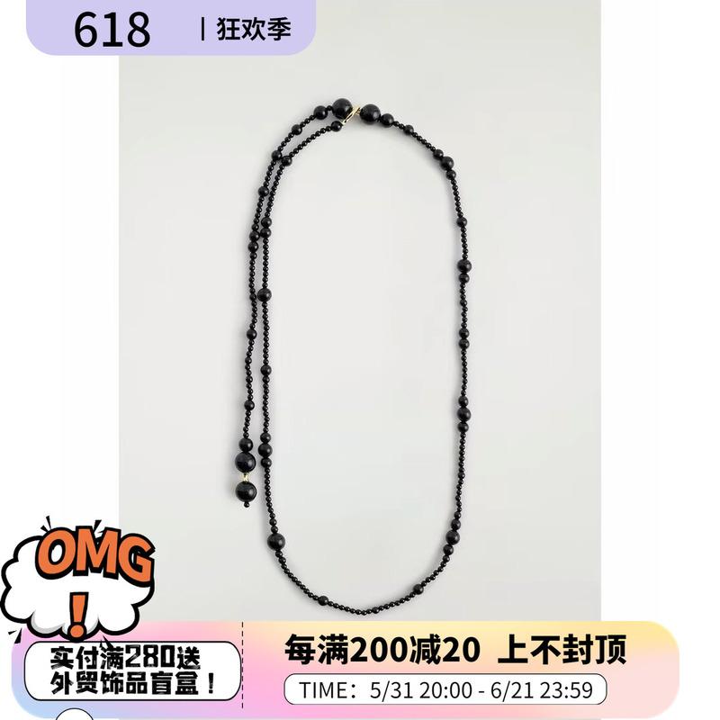 Export Surplus C/O/S Women's Agate Beaded Necklace Black 2026 Summer New Product 1339083001 Export Surplus C/O/S Women's Agate Beaded Necklace Black 2026 Summer New Product 1339083001
