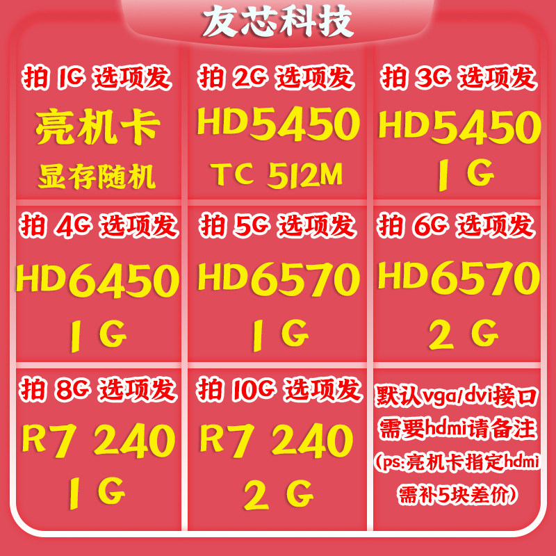 Disassembly machine card hd5450 6450 6570 r7 240 desktop computer game office HDMI graphics card