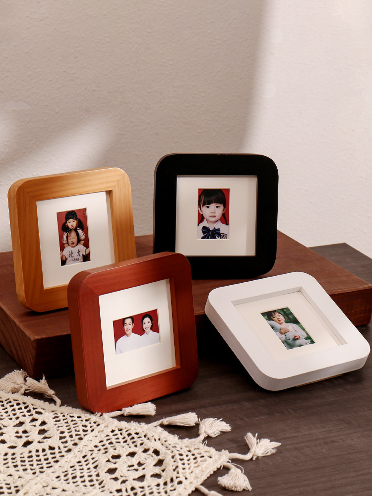 Square photo frame solid wood photo custom children baby gift certificate photo marriage certificate table small photo frame simple