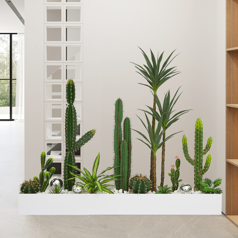 Simulated Cactus Landscaping Indoor Artificial Green Plants Tropical Plants Fake Tree Landscape Potted Decoration Ornaments under the Stairs