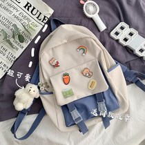 Schoolbag Female Korean version of Harajuku ulzzang Girl Insen Simple Badge High School Students Junior High School Students Backbag