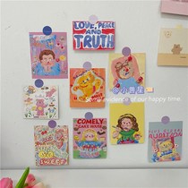 Korean postcard INS Wind cute oil painting Bear Room hand account decoration card photo props wall sticker greeting card