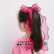 Korean ponytail hair accessories temperament meatball head hairclip female growth ribbon bow hairpin Princess braided hair headdress