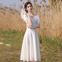 White evening dress female banquet temperament