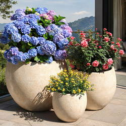 New Large-Diameter Magnesium Oxide Flower Pot, Green Plant Ornament, Trendy Decorative Landscaping Flower Vessel, Outdoor Universal Retro Magnesium Clay