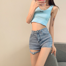 Design sense Little crowdcode High waist Spice Girls shorts women Summer Fat sister mm Slim Elastic Wrap Hip Hot Pants