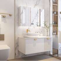 Modern slate feng shui mirror solid wood bathroom cabinet combination wash basin wash basin smart mirror cabinet bathroom cabinet can be customized