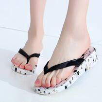 Splint slippers womens summer wear womens thick bottom high-heeled slippers Summer non-slip wear-resistant flip-flops female student Han