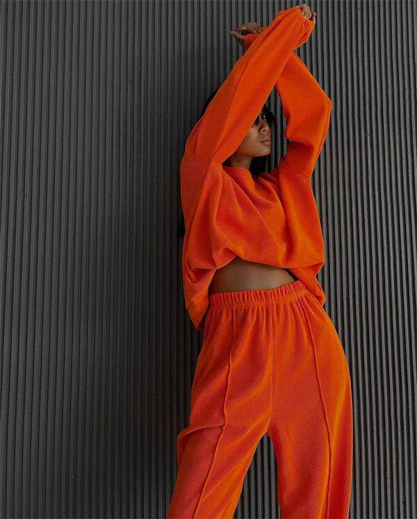 Стильные костюмы long fleece jacket beam feet pants suit women 2-p sportswear