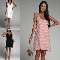 2022 sexy fringed suspender dress loose dress women