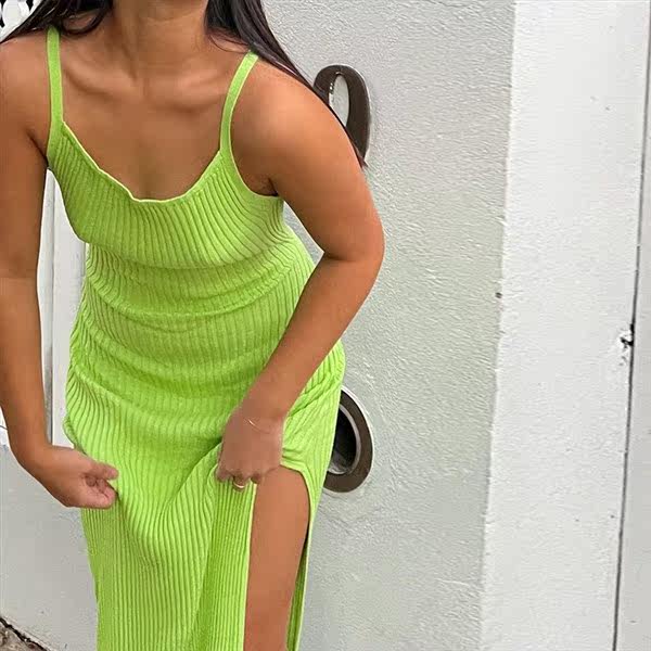 Slit Skirt Sexy Skinny вязаное пит -платье 