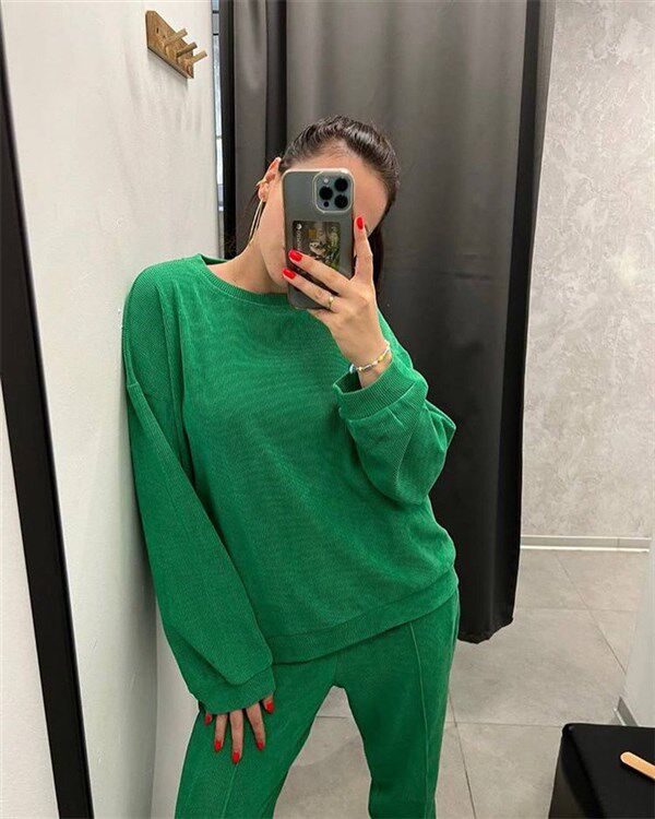 Стильные костюмы long fleece jacket beam feet pants suit women 2-p sportswear