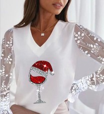 Футболка new lace t-shirt women's v-neck