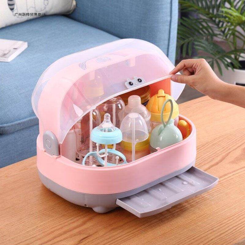 Baby bottle storage box baby with cover dustproof put baby tableware drain drain rack cup storage box summer