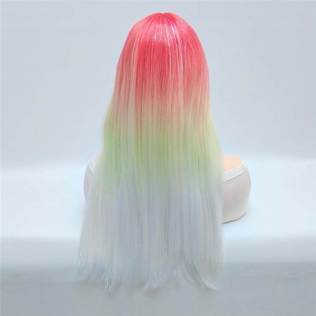 ຜູ້ຜະລິດ Cos wig ແມ່ຍິງຜົມຍາວຊື່ wig head cover with bangs gradient wig cover party head cover customization