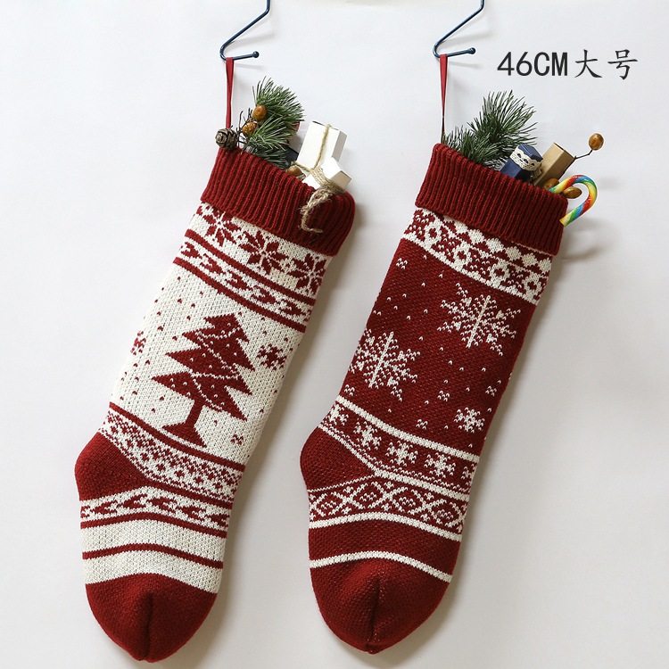 New hanging ornaments woolen snowflake Christmas tree gift bag decorative socks big candy bag Christmas socks set