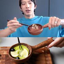 Jing Bo Ran Korean food broadcast boki with the same spoon tableware extra large wooden spoon Net red hand pick-up spoon eat noodle soup spoon