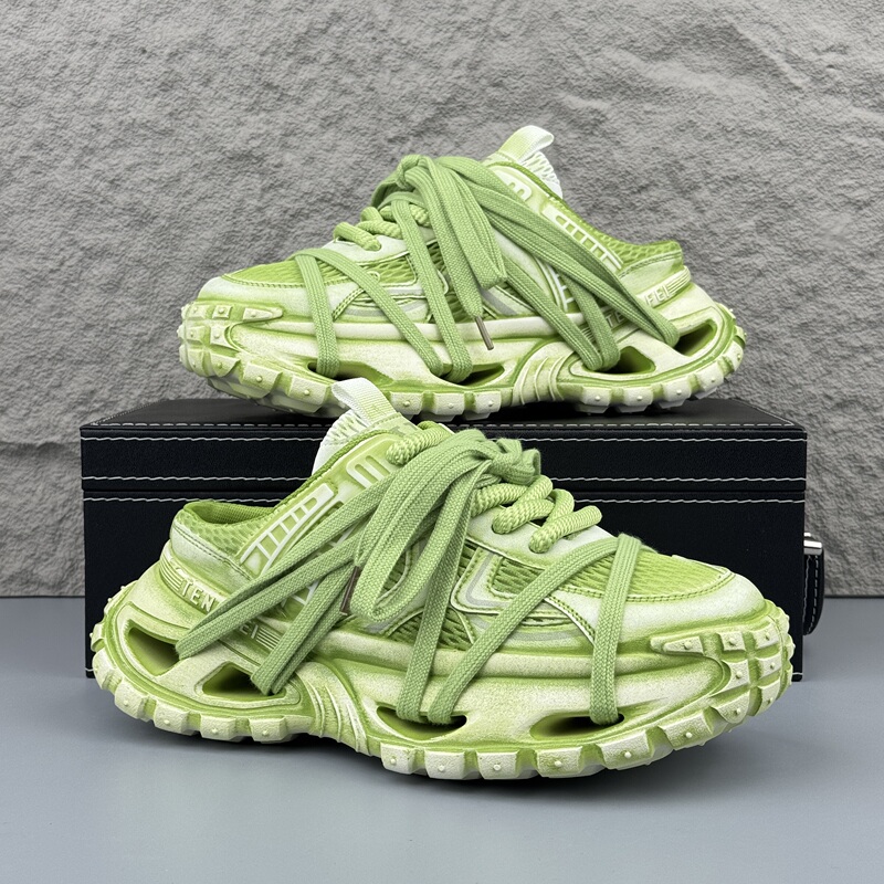 Men's Retro Half-Slip Shoes 2026 Summer New Trendy Vintage Distressed Men's Shoes Trendy Brand Thick-Soled Height-Increasing Slippers