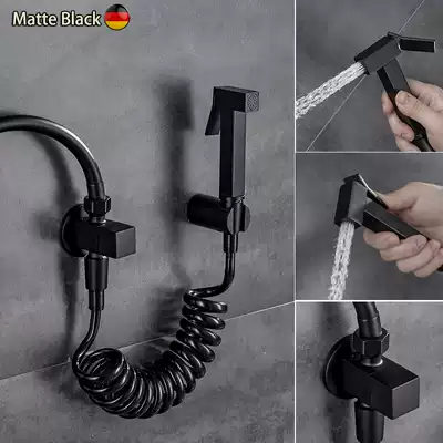 Toilet black toilet nozzle pressurized gun faucet washing machine mate butt washer butt washer full copper set