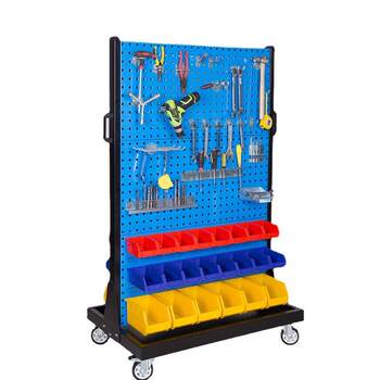 Double-sided mobile material organizer hanging plate hardware tool display rack shelf hole plate with hook