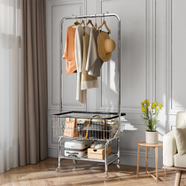 Wheeled clothes hanger floor-standing bedroom simple clothes drying rack home balcony clothes hanger bag rack storage coat rack