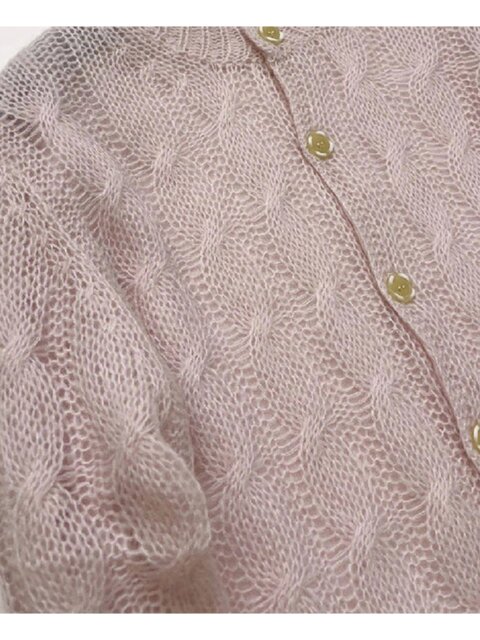 Gentle Little Fragrant Style Fufu Design French Chic Super Nice Pink Knitted Cardigan Sweater Inner Wear for Women