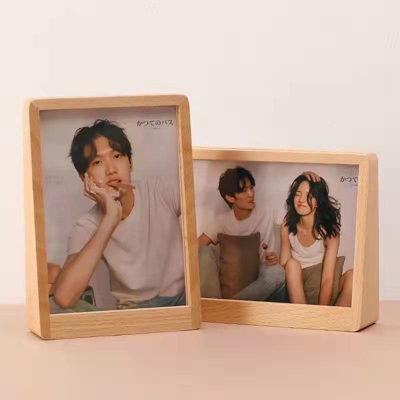 New Trapezoidal Beech Wood Photo Frame 6 Inch 7 Inch 8 Inch Photo Frame Picture Frame Creative Solid Wood Photo Frame Couple Photo Diy Swing Desk-Taobao