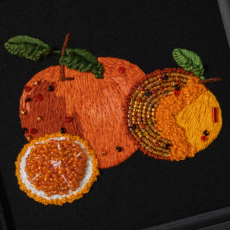 New Product Cai Cai Wang Original [Orange] Embroidery Material Kit Bead Embroidery DIY Handmade Gift Creative Decorative Ornament