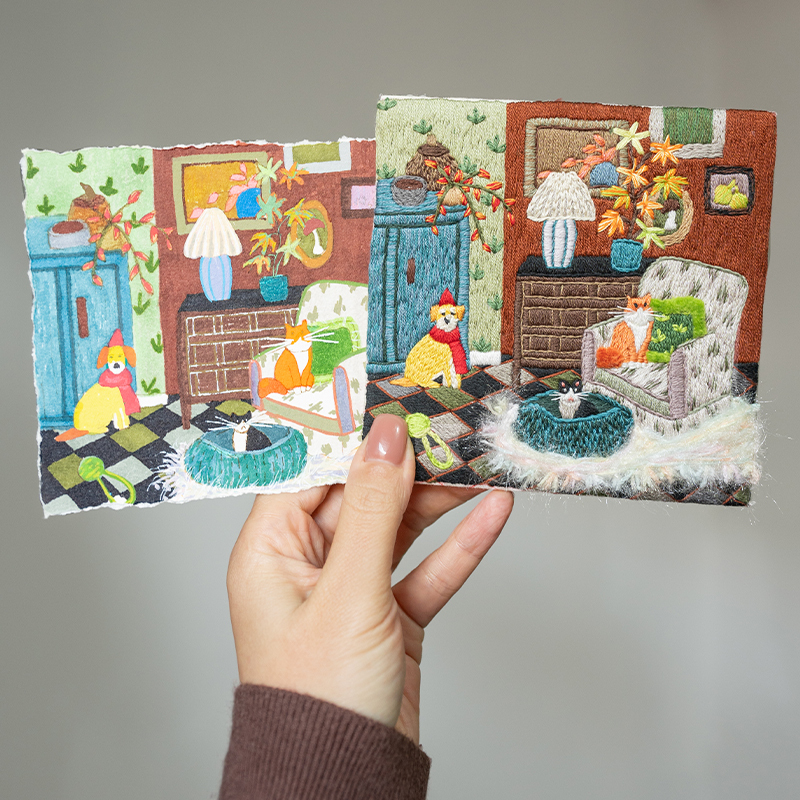 New Product Cai Cai Wang Original [Together We Are] Embroidery Material Kit Handmade Gift Scene Embroidery