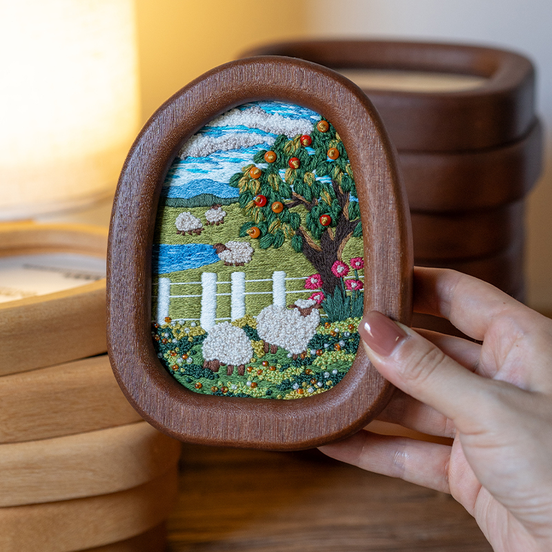 New Product Cai Cai Wang Original [Sheep Farm] Embroidery Material Kit Handmade Gift Scene Embroidery Creativity