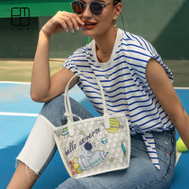 EMO Dog Tooth Graffiti Packs Small Crowddesign 2022 New Advanced Senses Hand Large Capacity Single Shoulder Bag Female Tote Bag