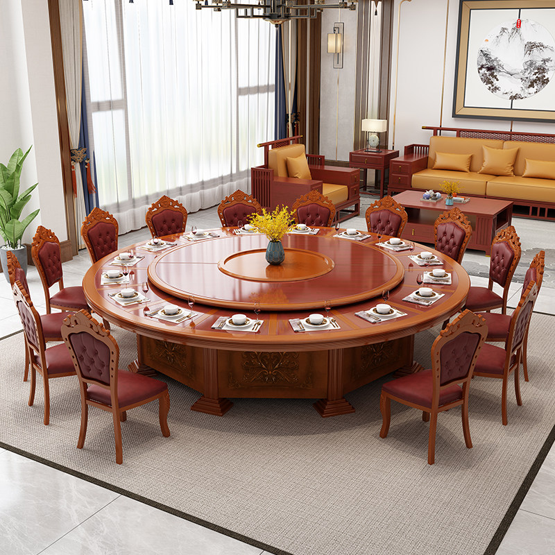Hotel Dining Room Table Large Round Table Hotel Bag Electric Big Round Table 30 People Chair Brief Modern Clubhouse Round Table 20 People