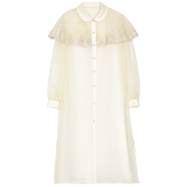 (Oriental artistic conception) puretea tea mulberry silk shirt dress womens kogen yarn 2024 summer new style