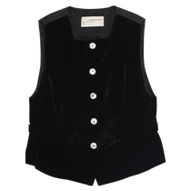 (Liu Guang Qiao Rong) puretea tea waist square collar vest womens jacquard texture vest 2024 autumn new style