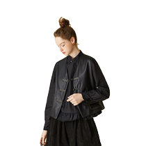 (Qian Jin Wardrobe) puretea tea new Chinese style leather vest womens one-line plate buckle leather jacket 2024 autumn new