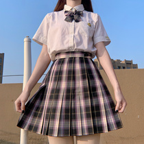 East Linshe original (February)Orthodox JK uniform skirt Plaid skirt Plaid skirt College style pleated skirt with gold thread