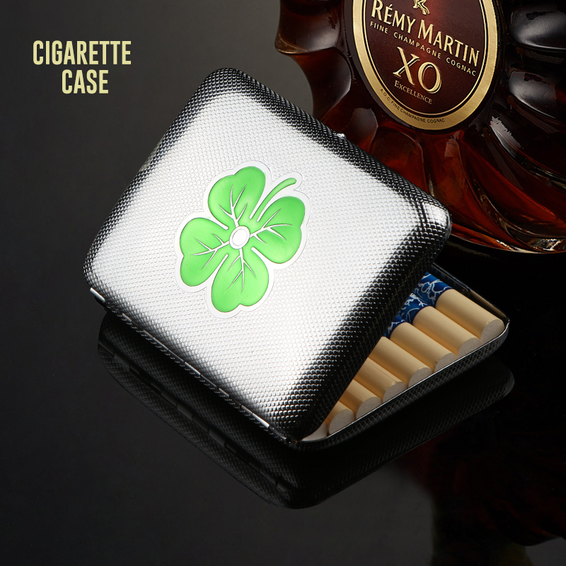 Fashion men's and women's ultra-thin pure copper cigarette case 16 sticks four-leaf clover cigarette clip anti-pressure moisture-proof outdoor portable cigarette case - Taobao