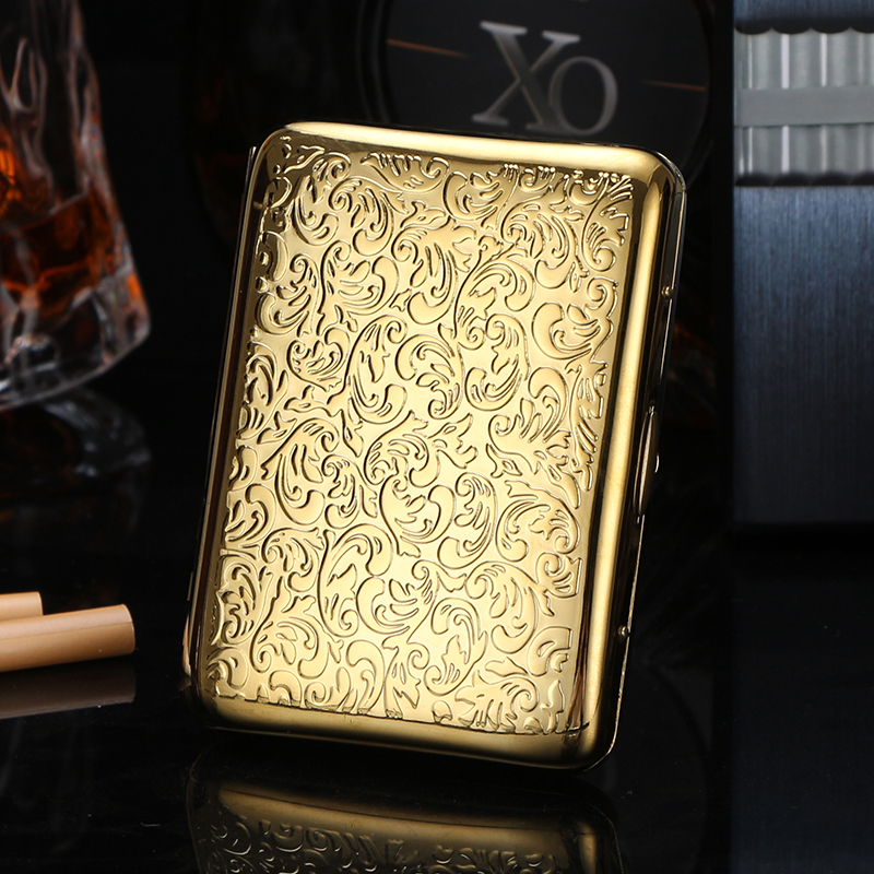 High-grade pure copper ultra-thin cigarette case 20 sticks men's and women's portable retro flip cigarette case desert rose metal cigarette case