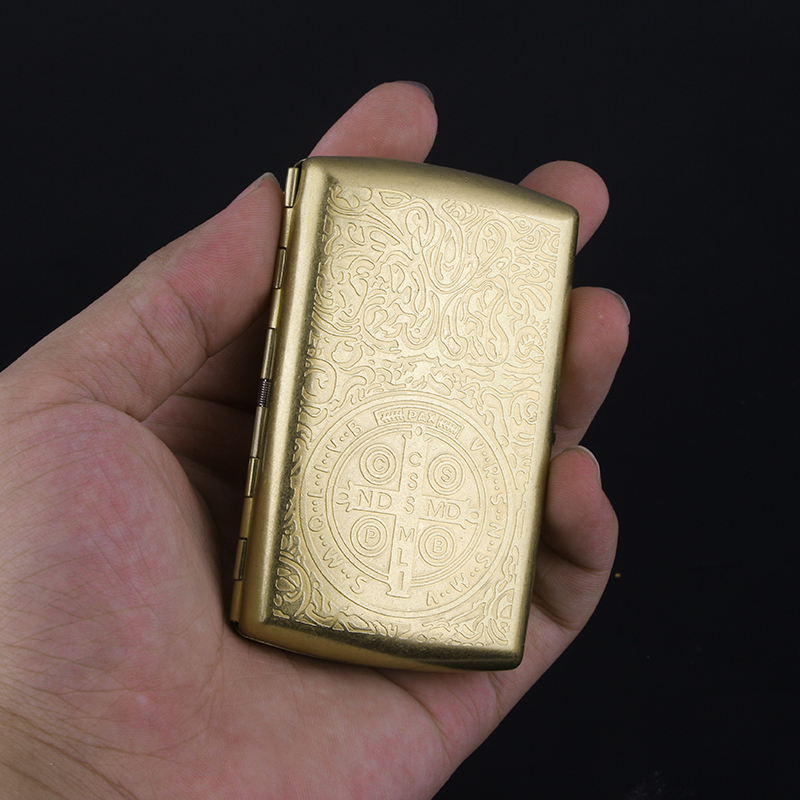 High-end men's and women's mini cigarette case 12 pieces pure copper portable creative retro personality flip cigarette case anti-pressure - Taobao