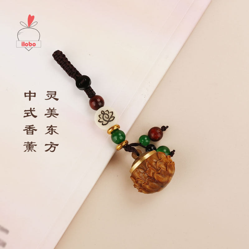 ilobo绿檀木莲花扩香木钥匙扣：火山石随身香薰精油，解锁清新日常！-香薰卡片-淘宝好物网