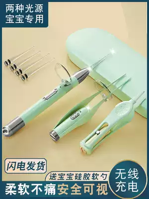 Ear artifact digging spoon glowing visual with light soft head baby earwax for children earwax children special ear safety tweezers