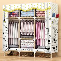 Simple clothes hanger with cloth cover wardrobe simple assembly closet solid wood cloth wardrobe containing frame simple and modern wardrobe