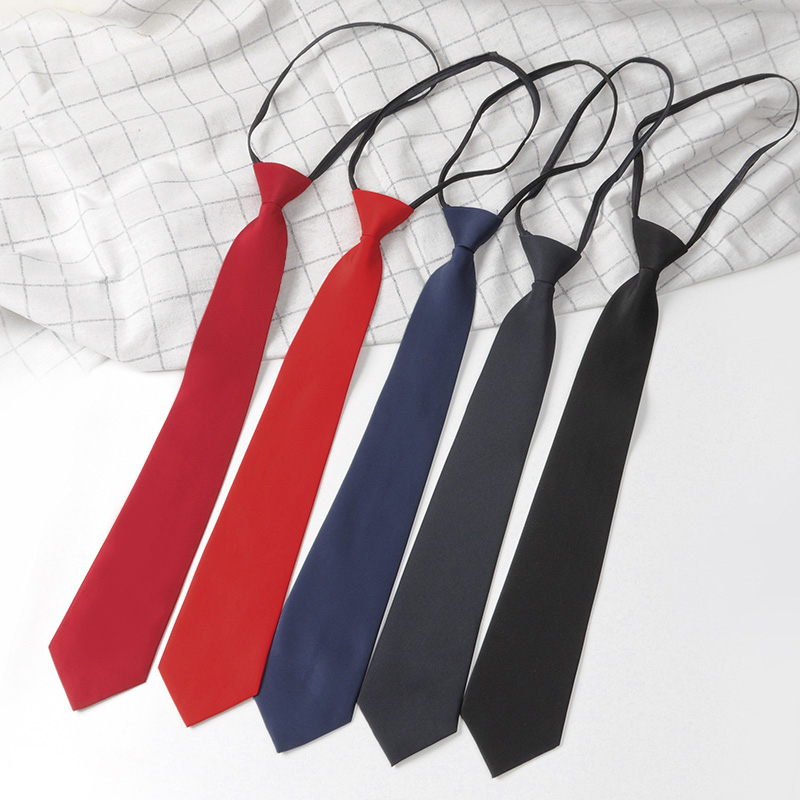 Jk Japanese Style Lazy Red Zipper Tie for Male and Female Students, College Style, No Need to Tie Shirt, Formal Black Tie 8cm