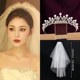 Koreanische High-End-Hochzeitsaccessoires, runder Gesichtsschlankheitsbraut-Hochzeitskopfschmuck, Krone, Schleier, weiße Gaze, einfach und elegant