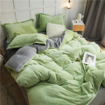 Coral Suede Four Pieces of Thickened Double Flannel Flannel fleece Quilt Milk Suede Student Bed Three Sets Warm Winter