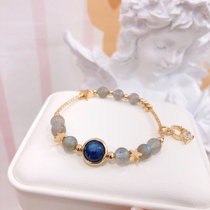 Firefly original design DIY natural blue light gray moonstone star bracelet female 14K gold-coated exquisite jewelry